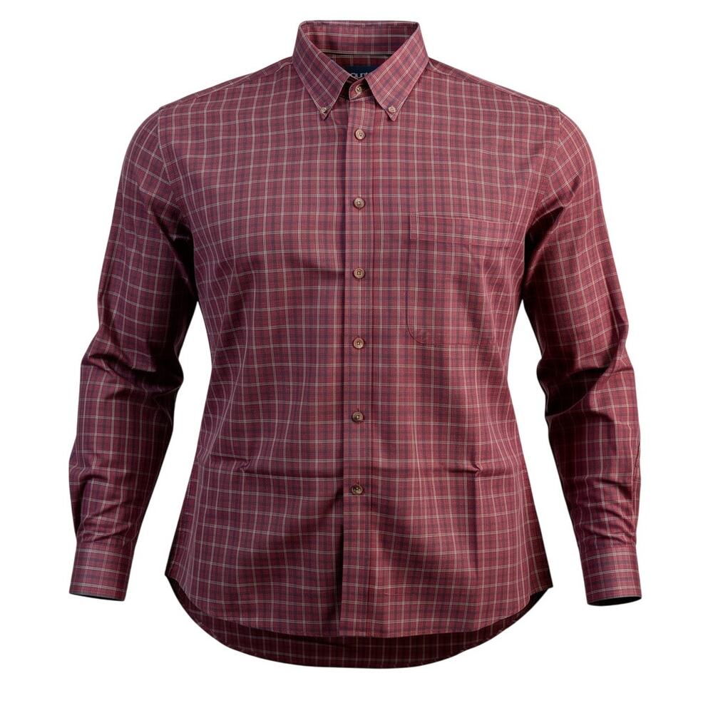 Puritan Mens Plaid Button Up Shirt Red Cotton Blend Long Sleeve XL